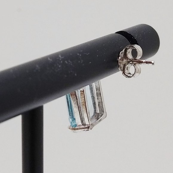 Blue Topaz Octagon Earrings 4 Carats tw - Picture 6 of 7